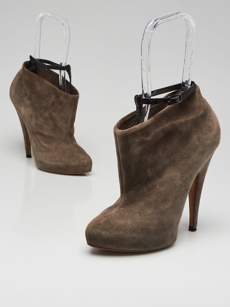 Givenchy Grey Suede Ankle Booties Size 6.5 37
