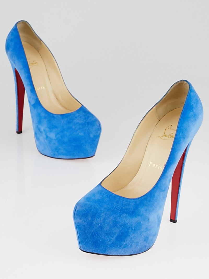 Christian Louboutin Bleu Saphir Suede Daffodile 160 Pumps Size 7.5 38