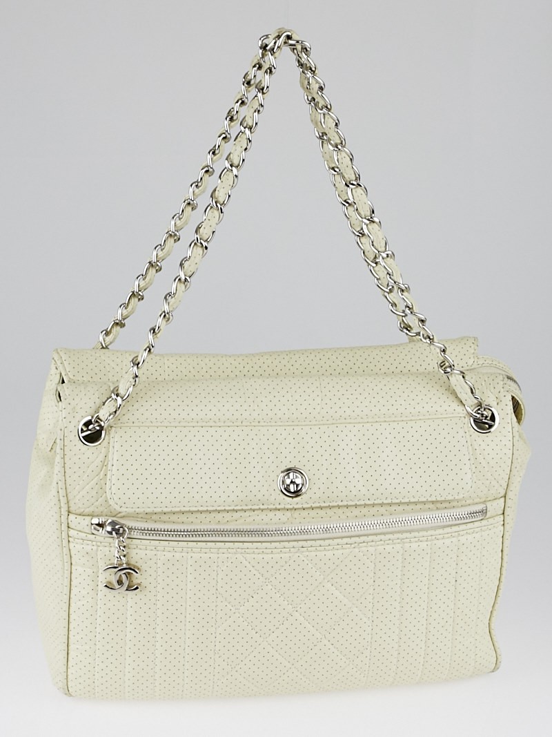 Chanel White Perforated Leather Large Tote Bag