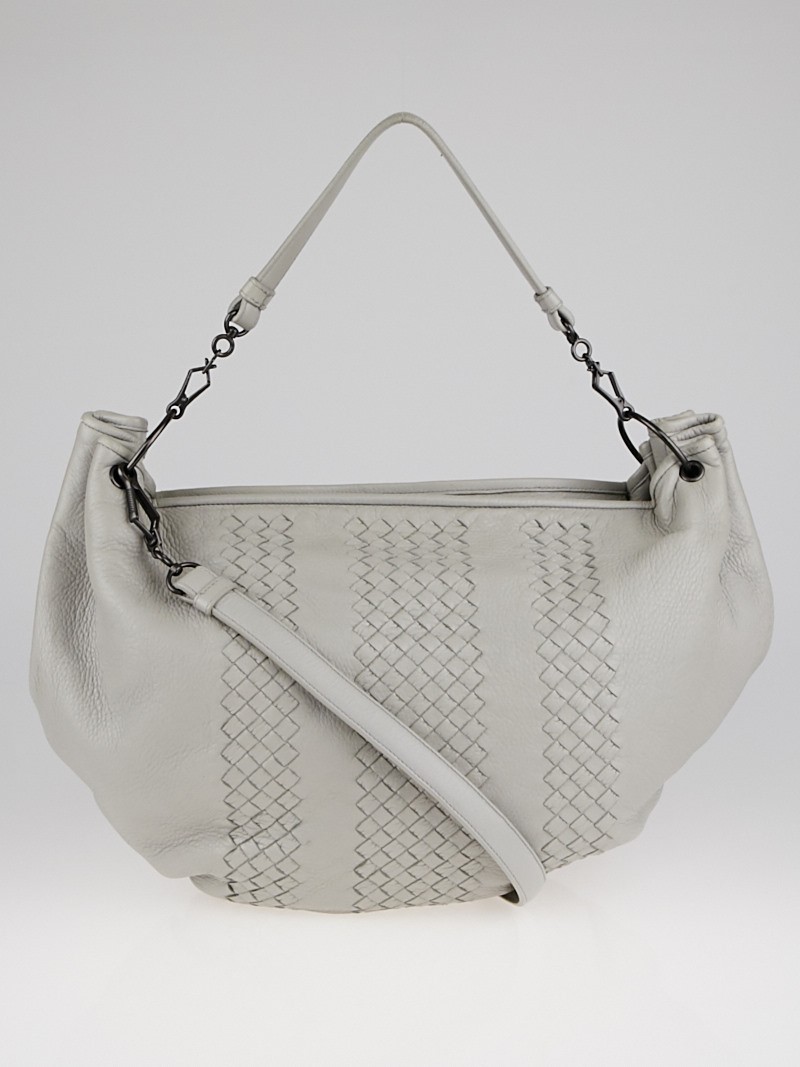 Bottega Veneta Light Blue Intrecciato Woven Cervo Leather Hobo Bag