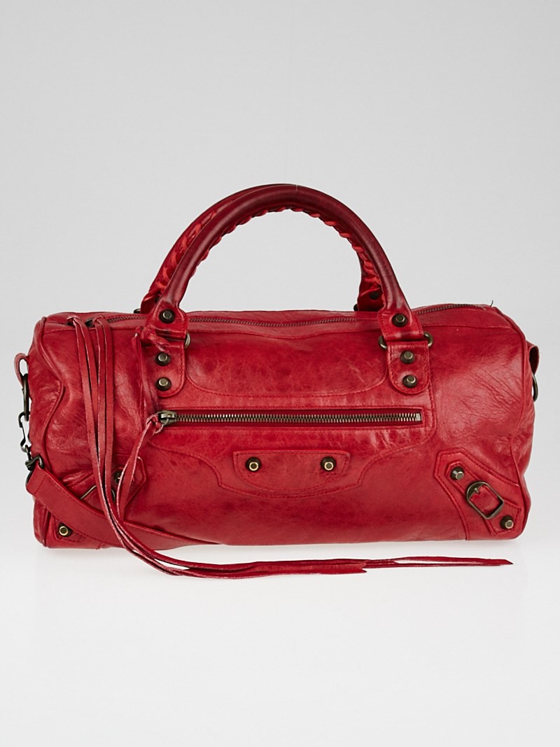 Balenciaga Rouge Vermillion Lambskin Leather Twiggy Bag