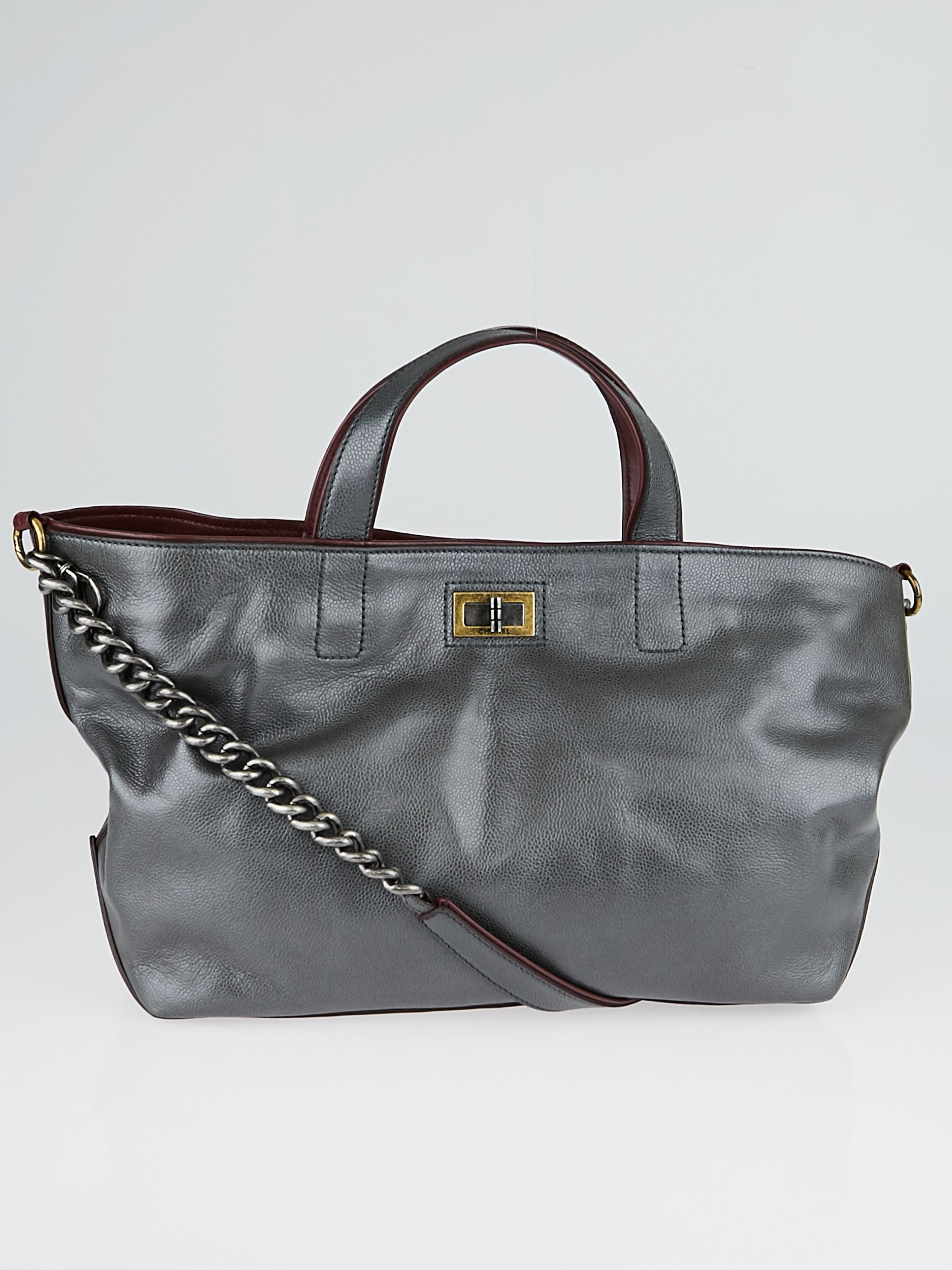 Chanel Grey Iridescent Caviar Leather Mademoiselle Tote Bag
