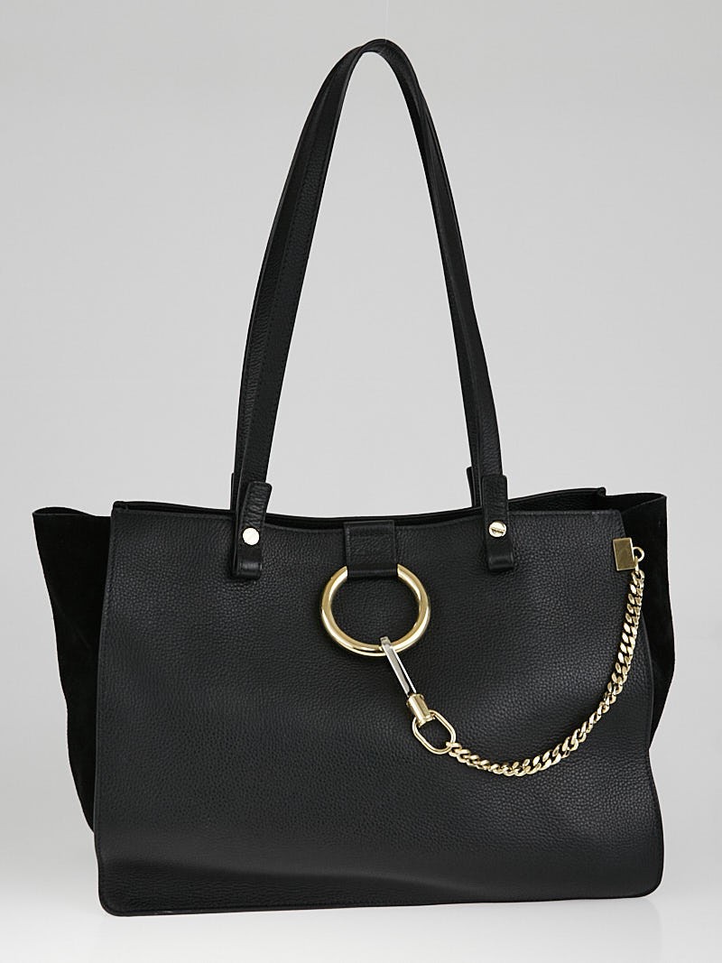 Chloe Black Leather Suede Faye Tote Bag