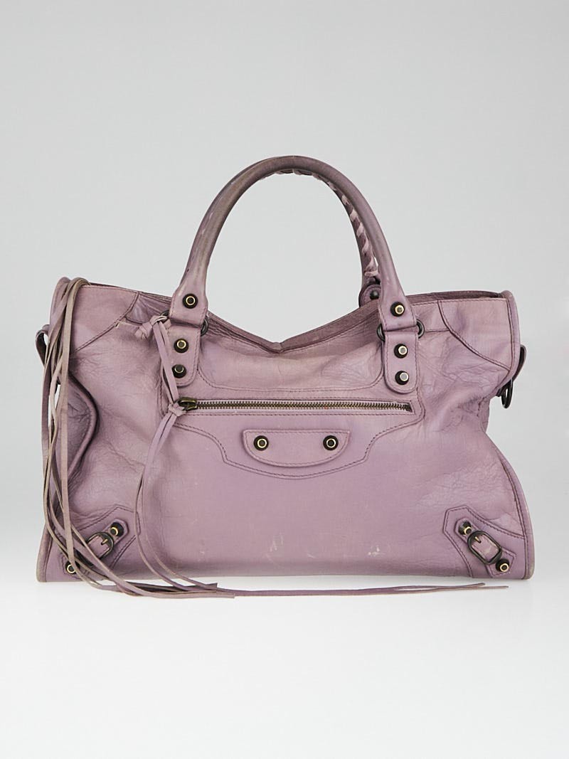 Balenciaga Lilac Lambskin Leather Motorcycle City Bag