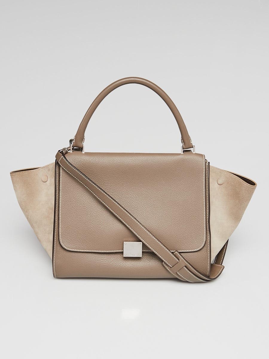 Celine Souris Pebbled Calfskin Leather and Suede Medium Trapeze Bag