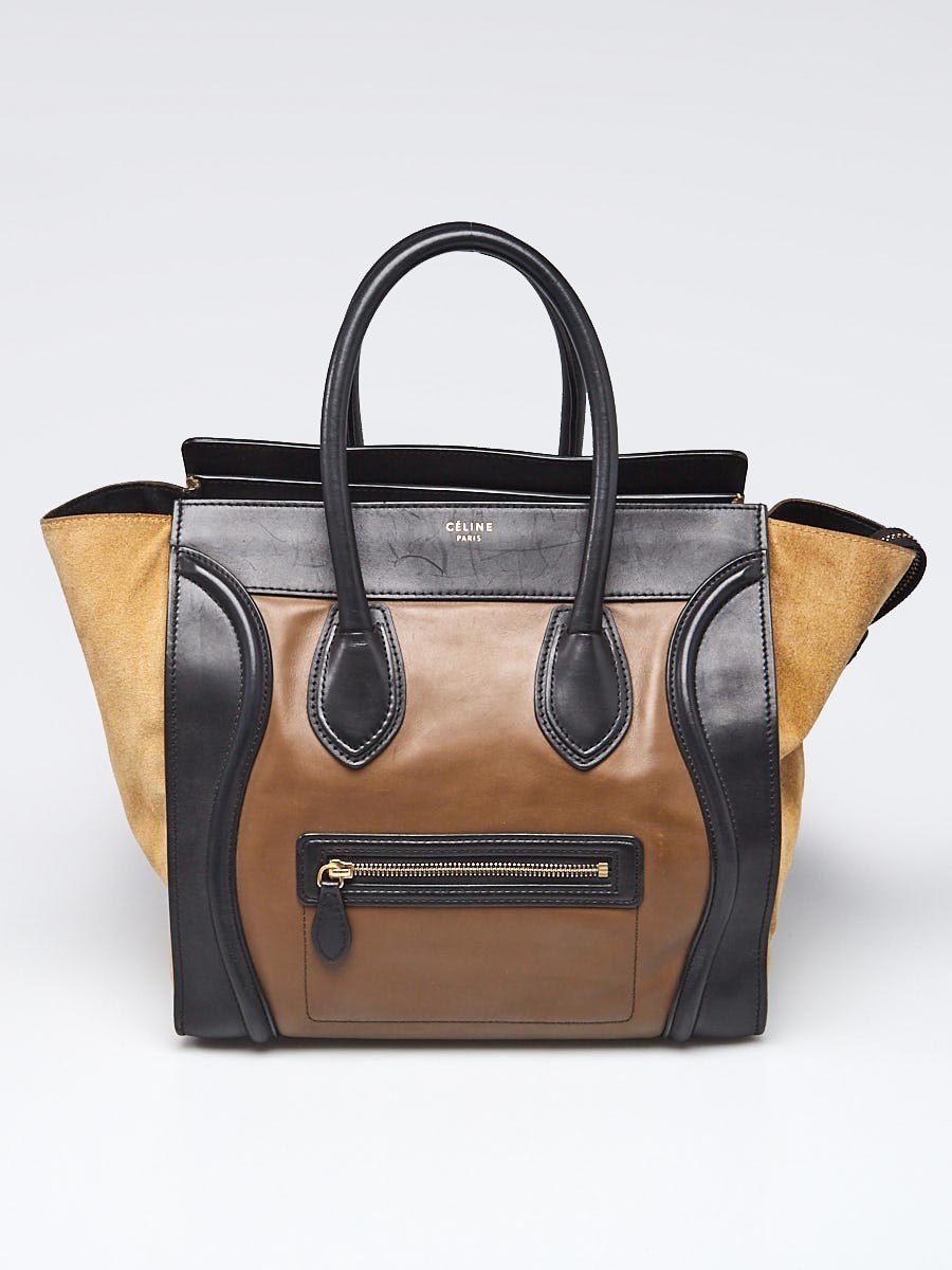 Celine Tri-Color Leather and Suede Mini Luggage Tote Bag