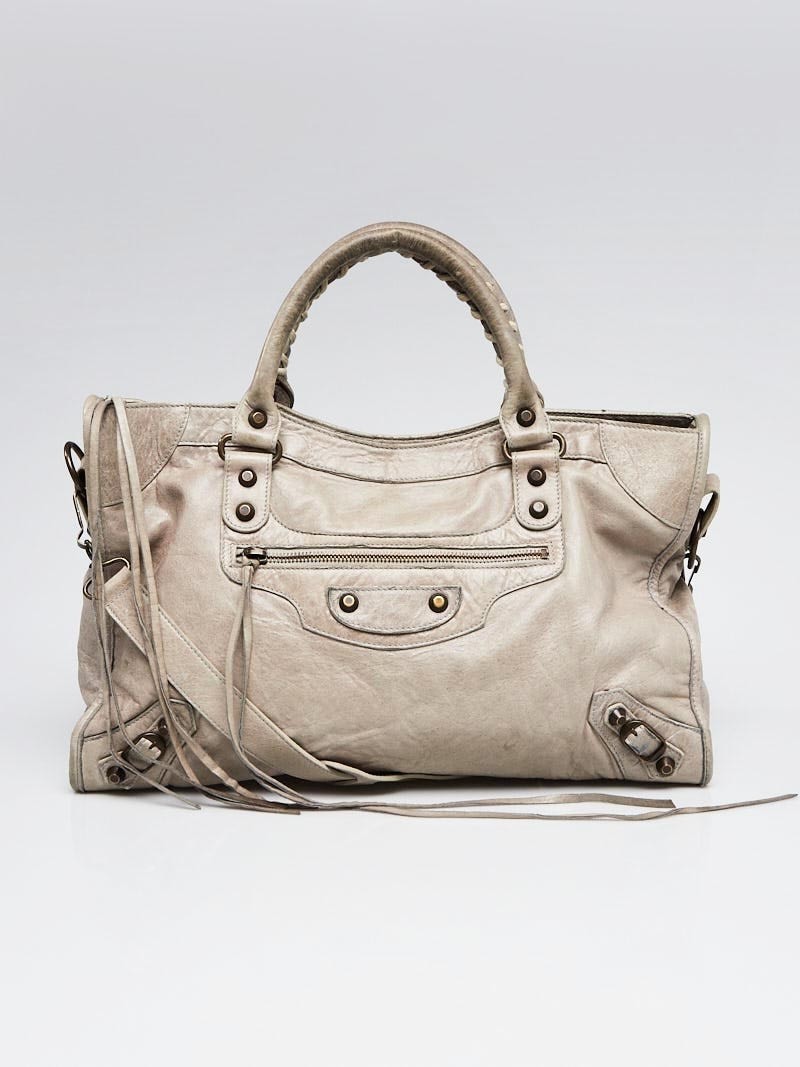 Balenciaga Griege Lambskin Leather Motorcycle City Bag