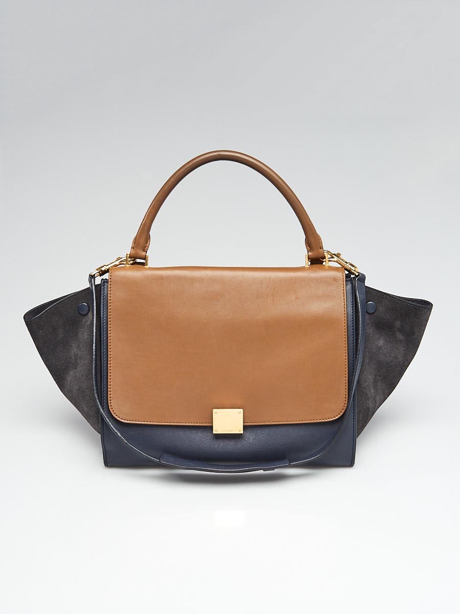 Celine Tri-Color Leather and Suede Medium Trapeze Bag