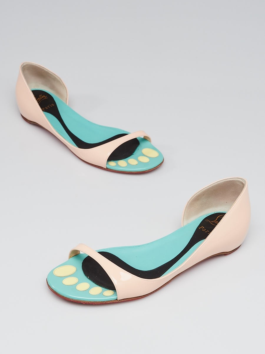 Christian Louboutin Poudre Patent Leather Toboggan Flats Size 6 36.5