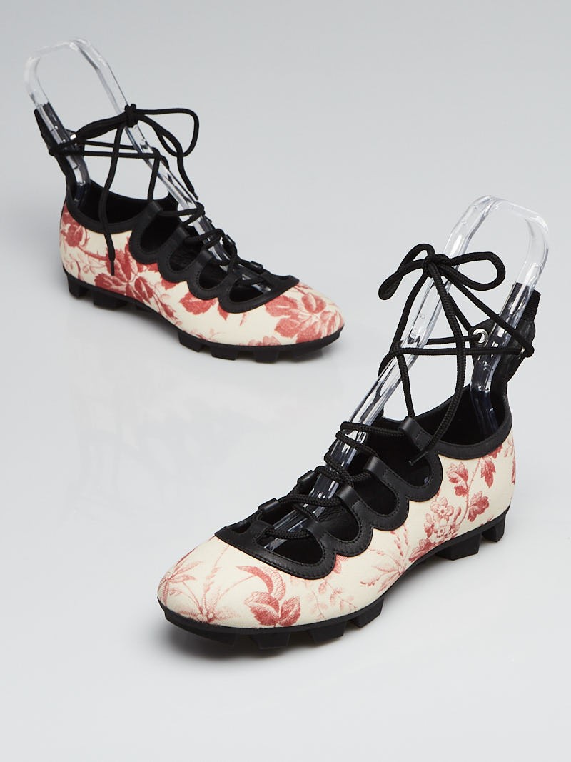 Gucci Cerise Black Herbarium Coated Canvas Ikegami Sneakers Size 6.5 37