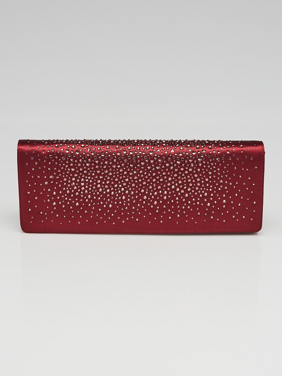 Gucci Burgundy Satin and Swarovski Crystal Embellished Broadway Clutch Bag