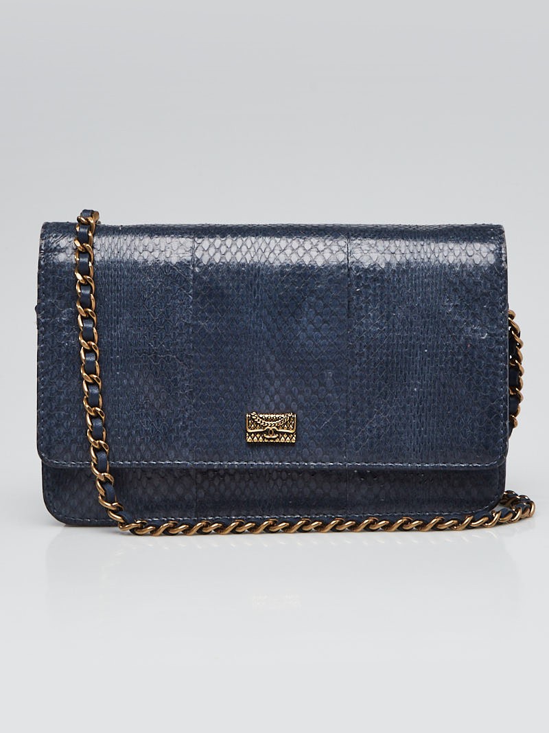 Chanel Blue Python WOC Clutch Bag