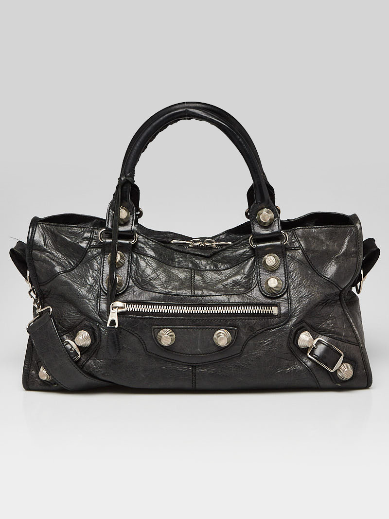 Balenciaga Black Lambskin Leather Giant 21 Silver Part-Time Bag