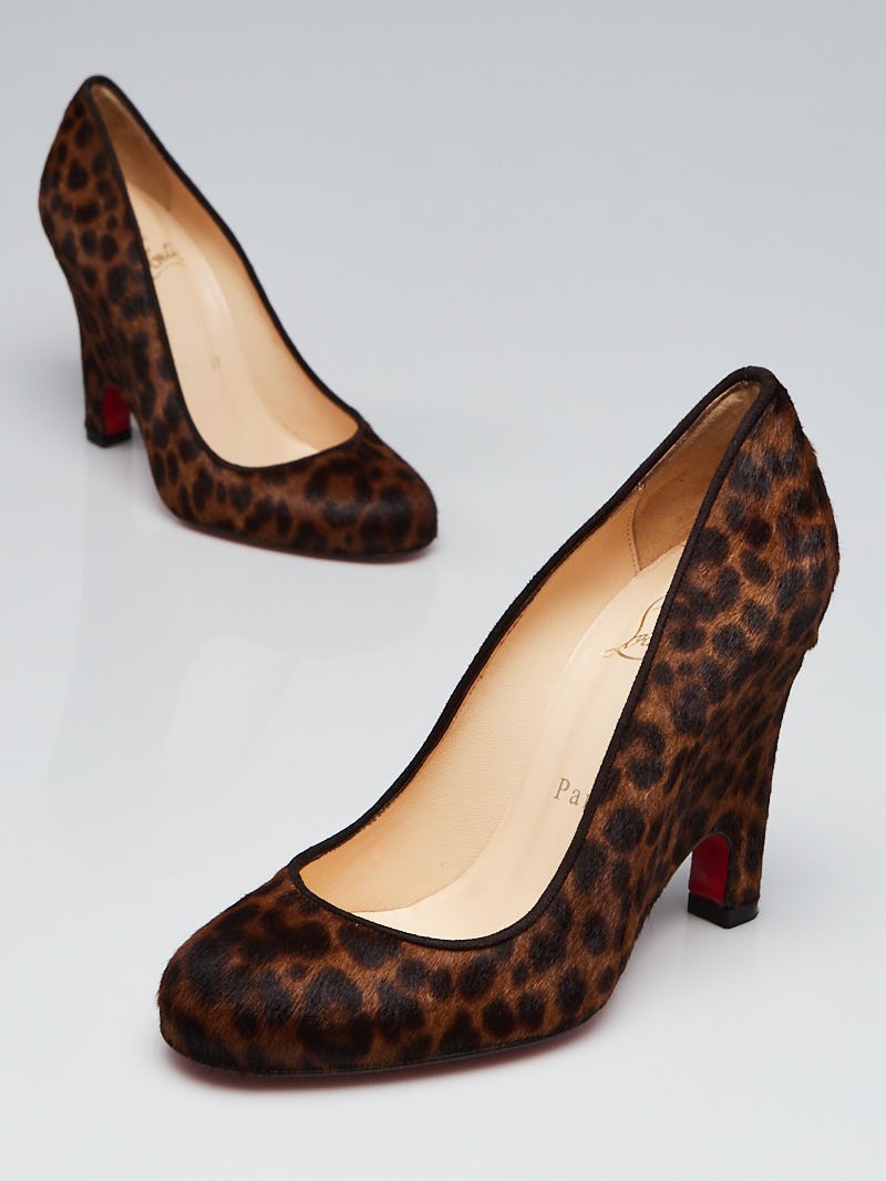 Christian Louboutin Leopard Print Calf Hair Morphing 100 Pumps Size 4.5 35