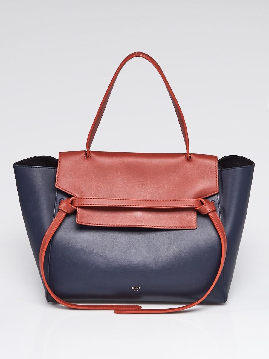 Celine Navy Blue Brown Smooth Leather Small Belt Bag