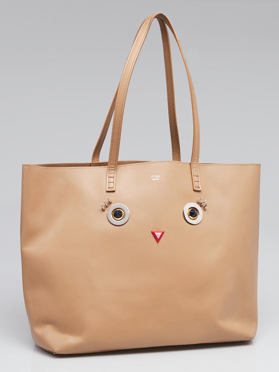 Fendi Beige Smooth Leather Hypnoteyes Shopping Tote Bag 8BH335