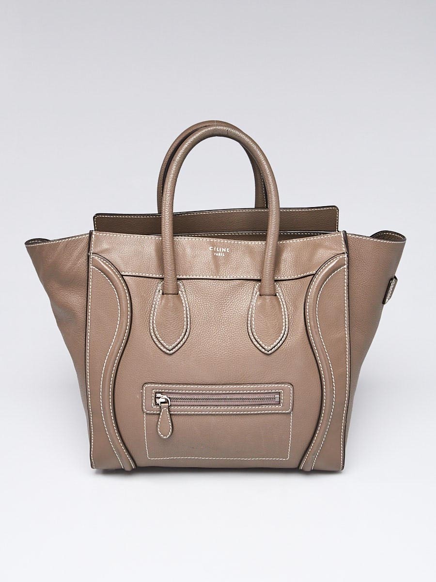 Celine Souris Drummed Calfskin Leather Mini Luggage Tote Bag
