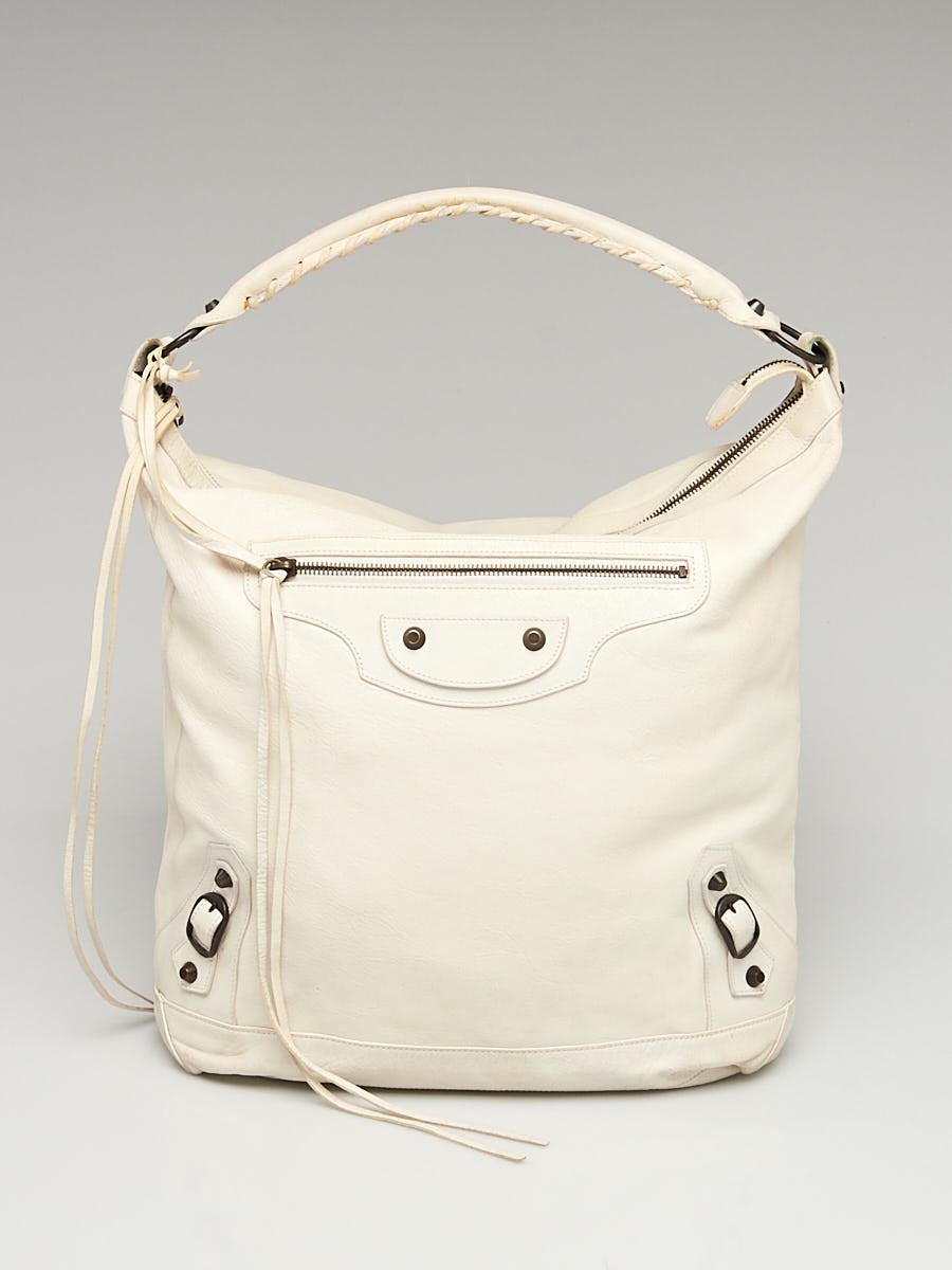 Balenciaga White Lambskin Leather Day Bag