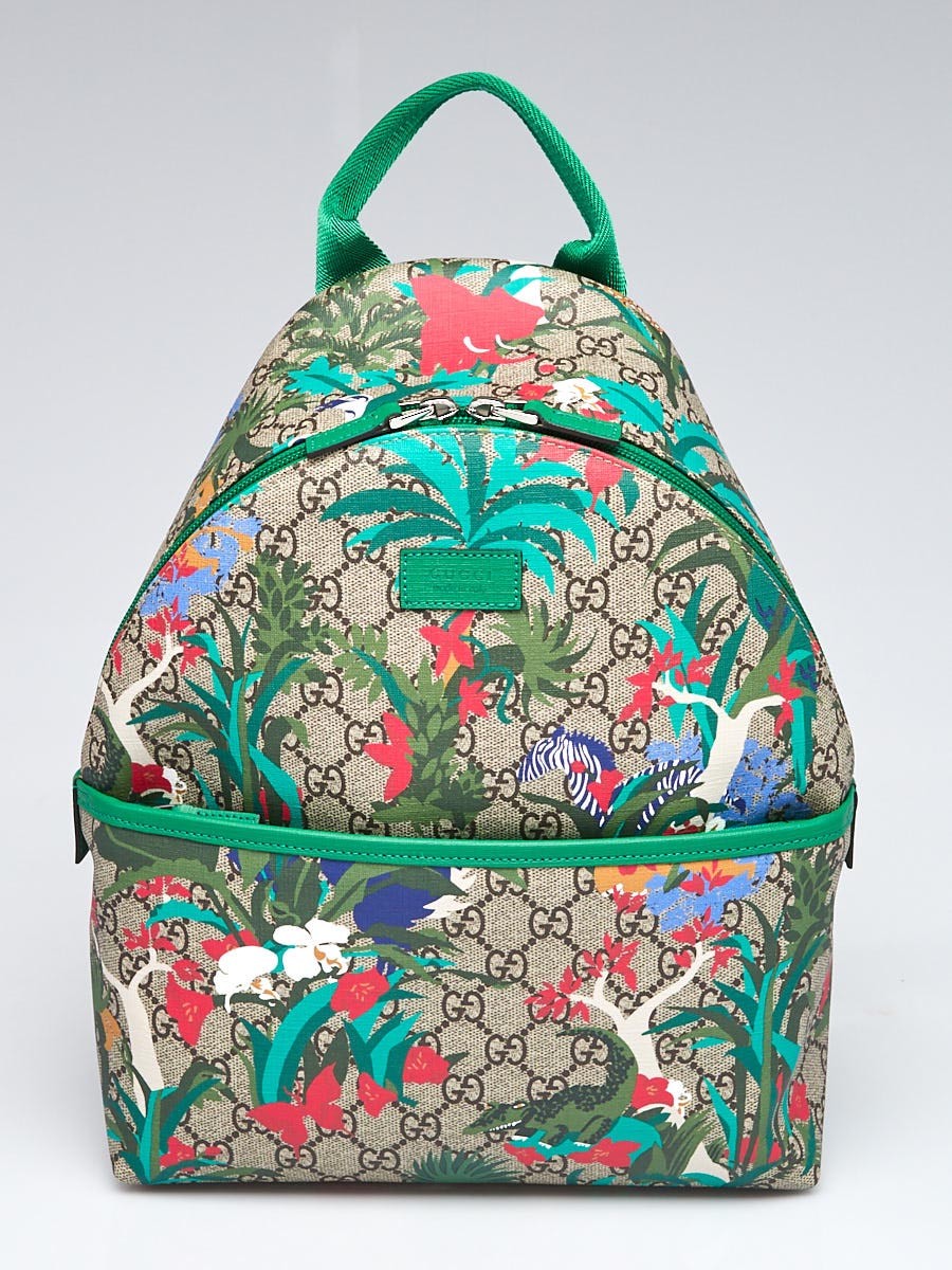 Gucci Beige Ebony GG Canvas Supreme Jungle Print Children's Backpack Bag