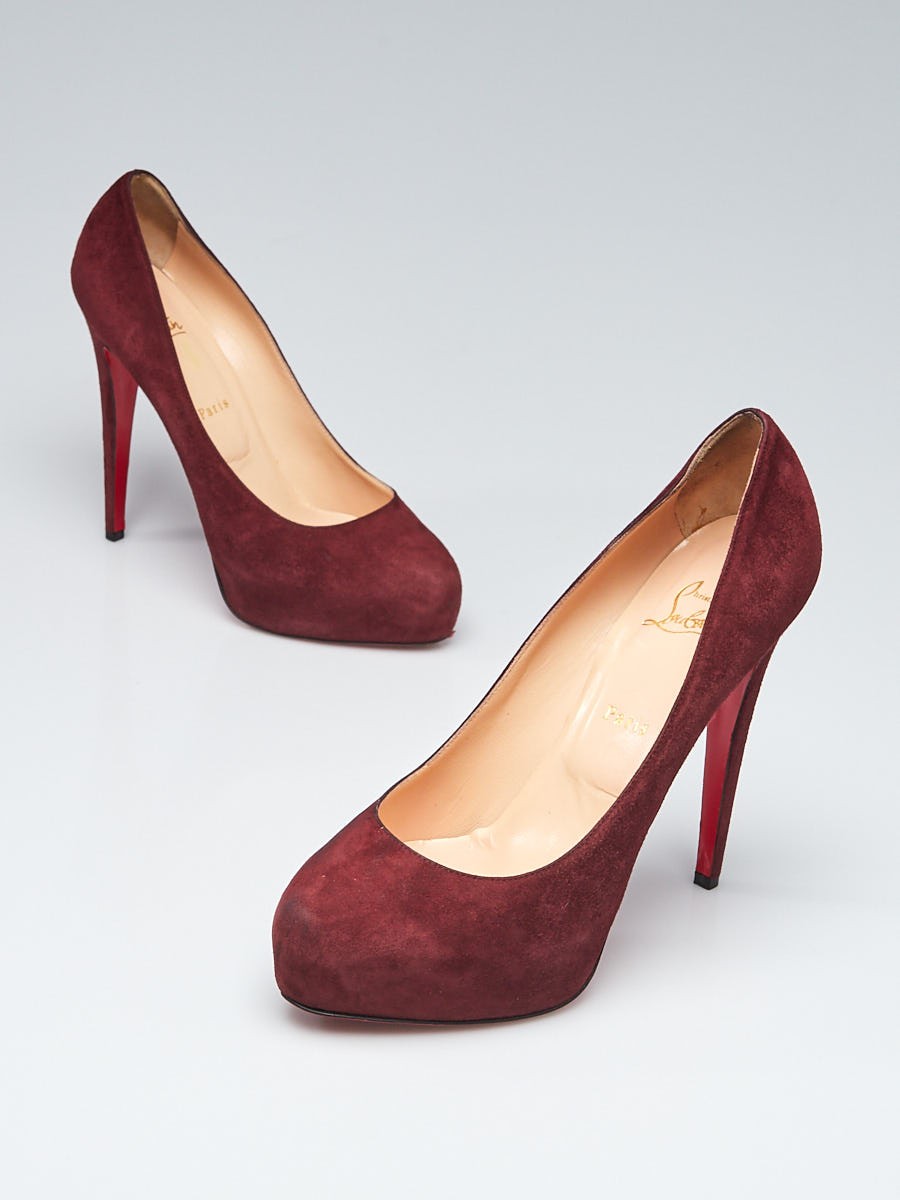 Christian Louboutin Burgundy Suede Miss Clichy Platform 140 Pumps Size 10.5 41
