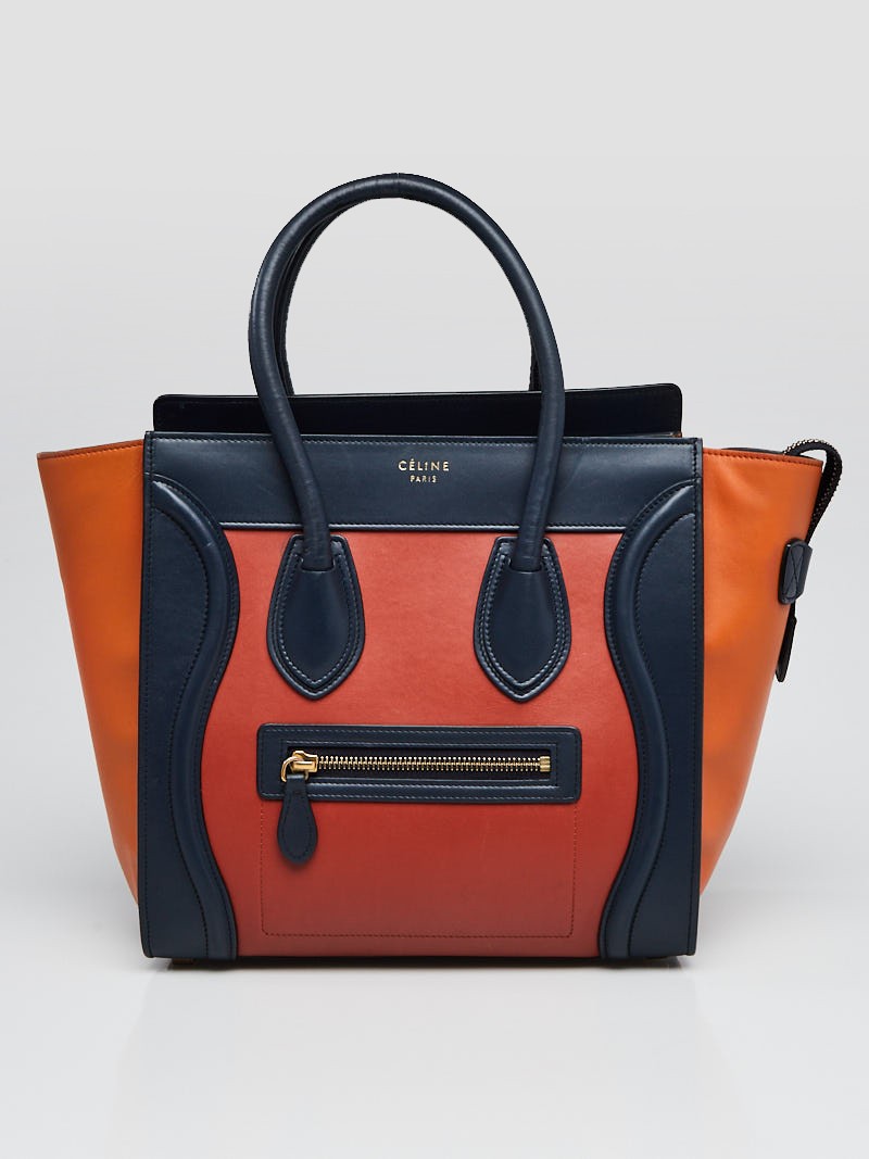 Celine Tri-Color Smooth Leather Micro Luggage Tote Bag