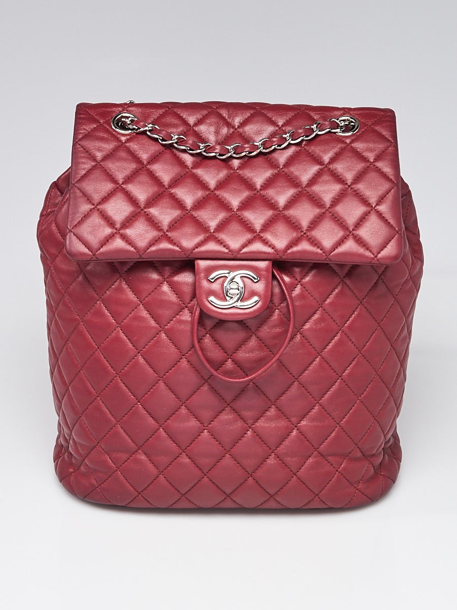 Chanel Dark Red Quilted Lambskin Leather Large Urban Spirit Backpack Bag