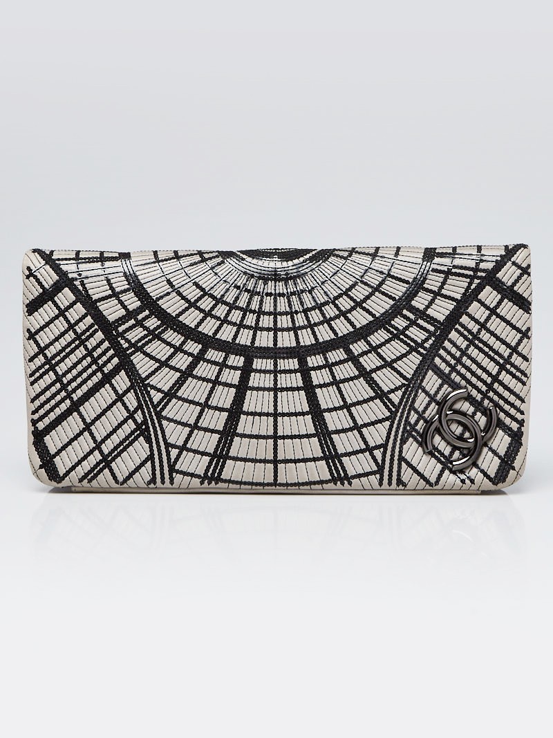 Chanel Grey Lambskin Leather and Sequin Grand Palais Clutch Bag