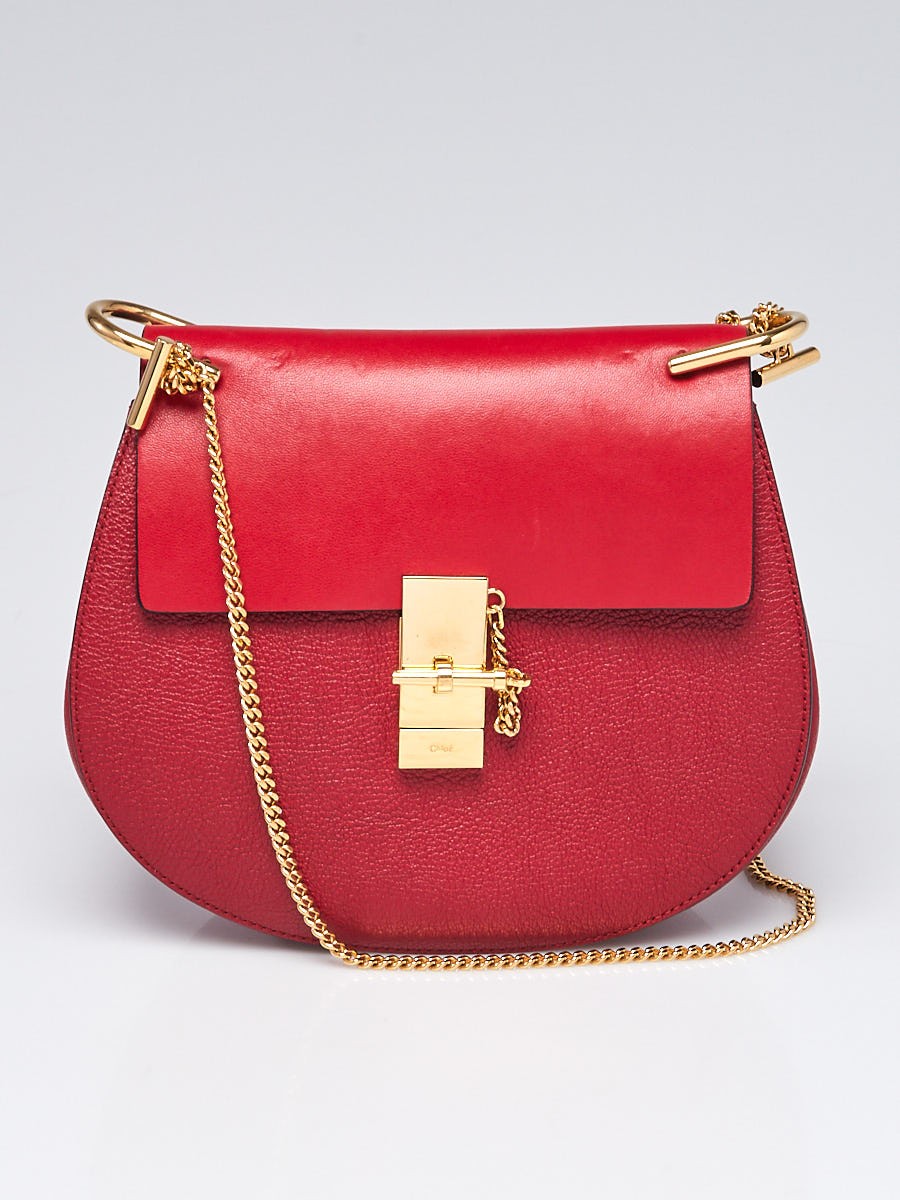 Chloe Red Pebbled Leather Small Drew Bag