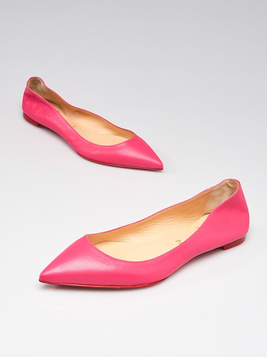 Christian Louboutin Darling Pink Nappa Shiny Leather Ballalla Flats Size 6 36.5