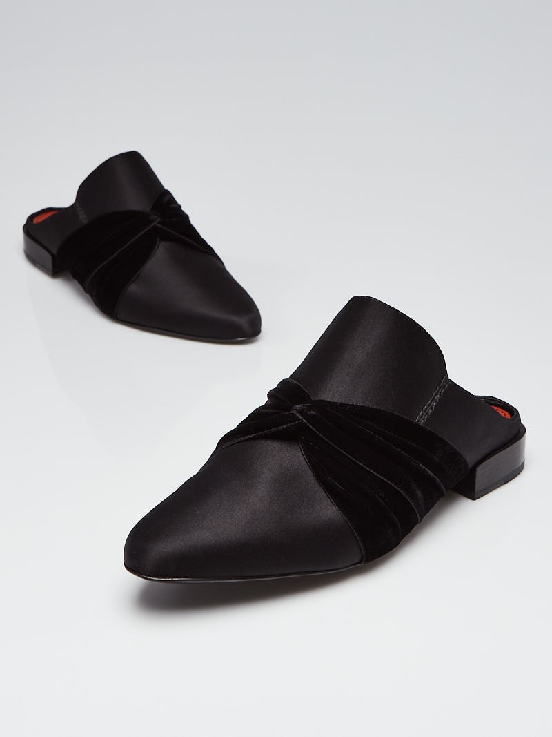 3.1 Phillip Lim Black Satin Velvet Flat Mules Size 9.5 40
