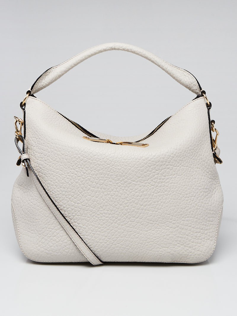 Burberry White Grain Leather Small Ledbury Hobo Bag