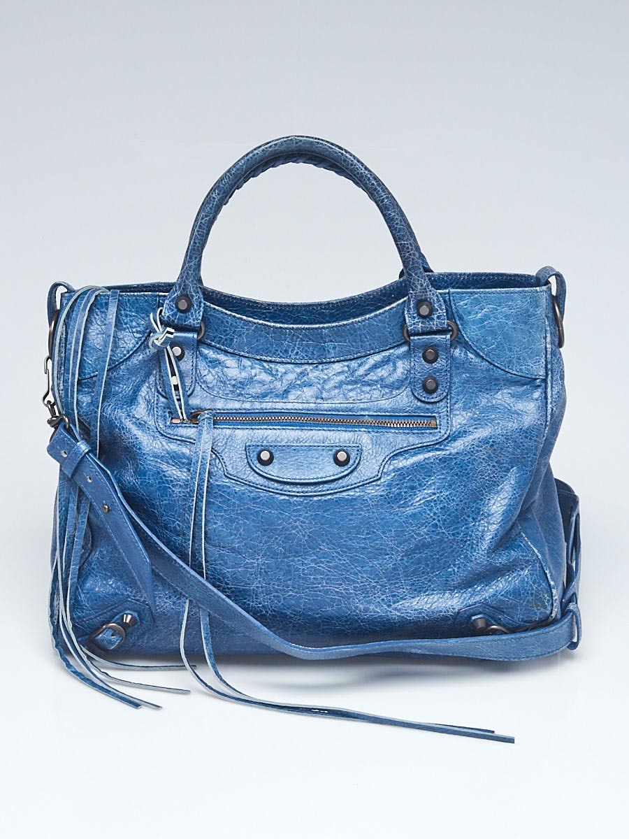 Balenciaga Bleu Cobalt Lambskin Leather Motorcycle Velo Bag