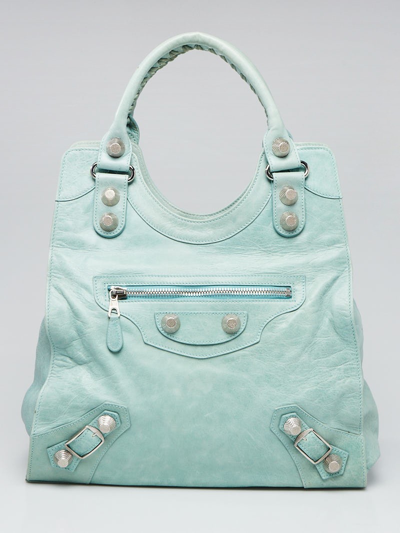 Balenciaga Maldives Lambskin Leather Giant 21 Silver Brief Bag