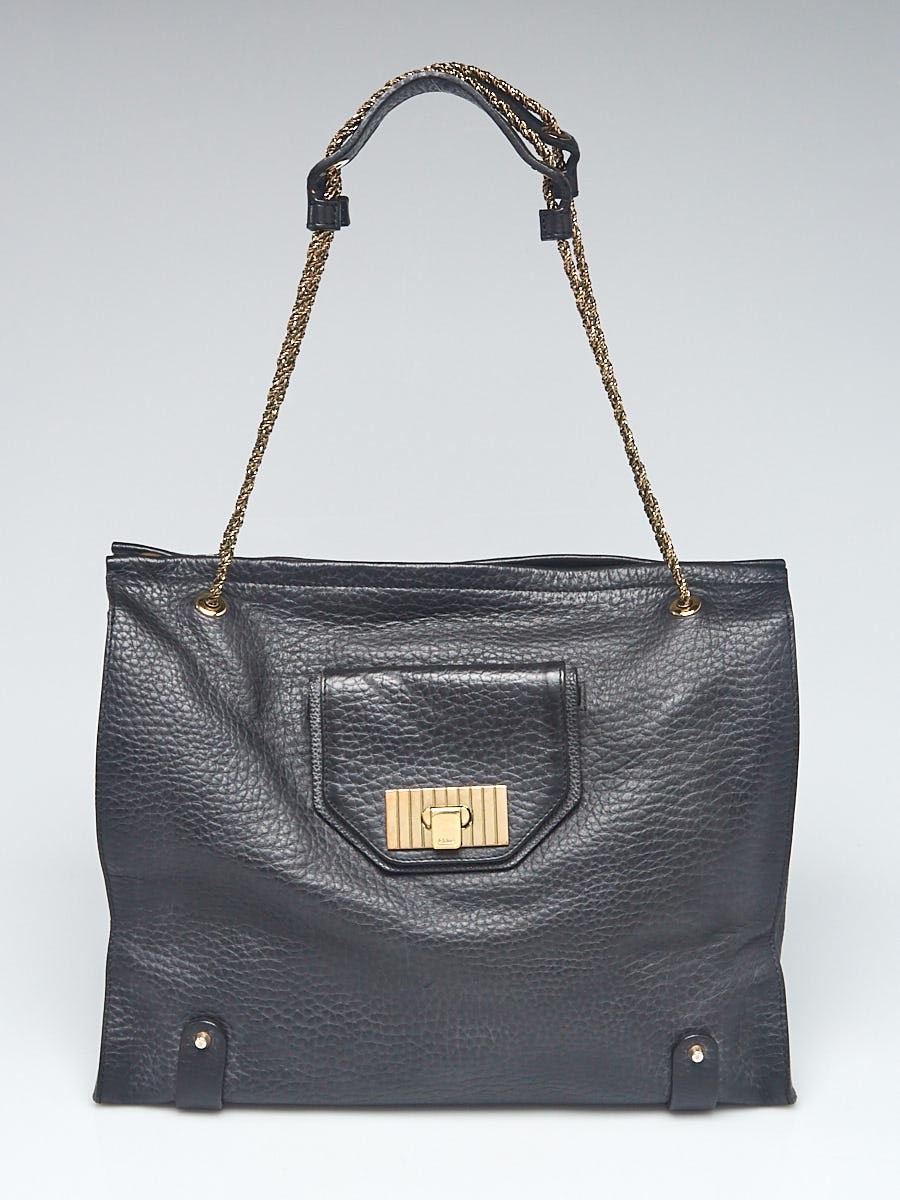 Chloe Black Pebbled Leather Large Sally Shoulder Bag
