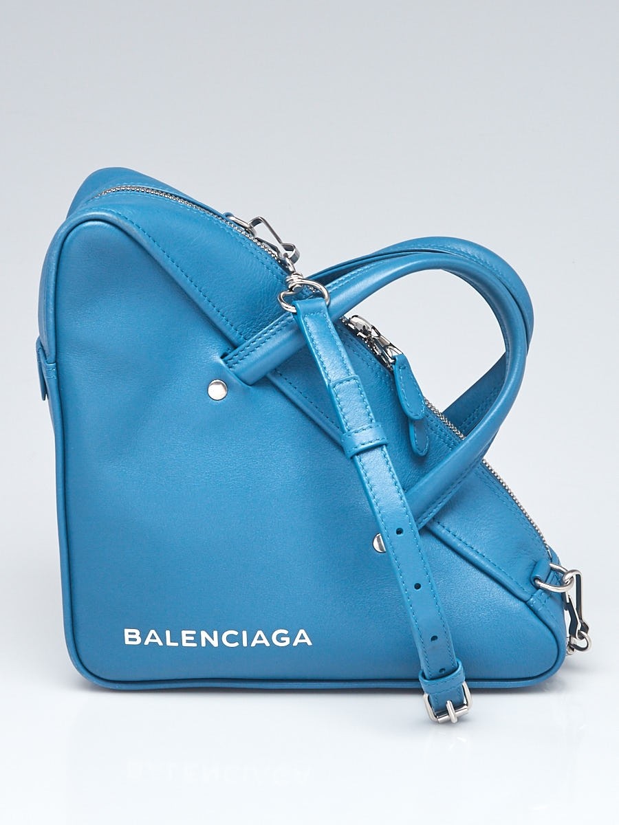Balenciaga Bleu Azur Leather Small Triangle Duffle Bag