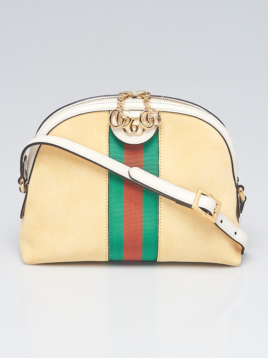 Gucci Yellow Suede  Leather Vintage Web Ophidia Small Shoulder Bag