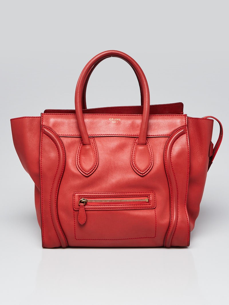 Celine Vermillion Smooth Calfskin Leather Mini Luggage Tote Bag