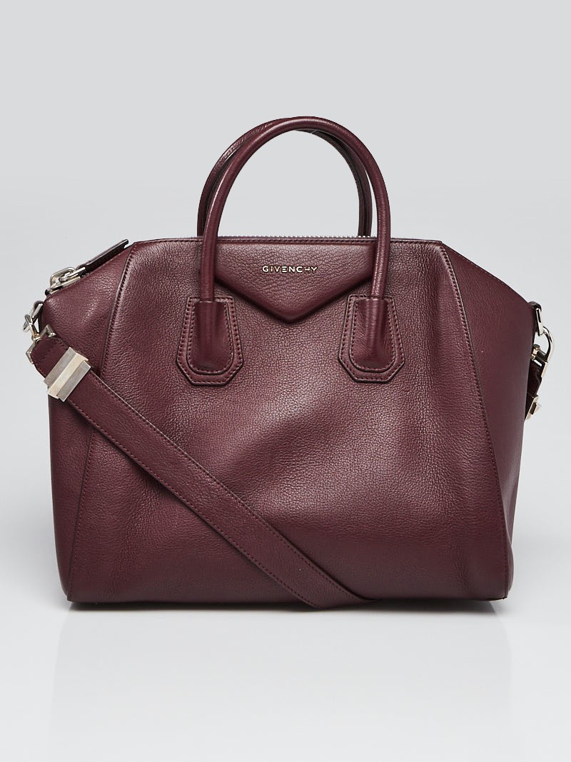 Givenchy Burgundy Sugar Goatskin Leather Medium Antigona Bag