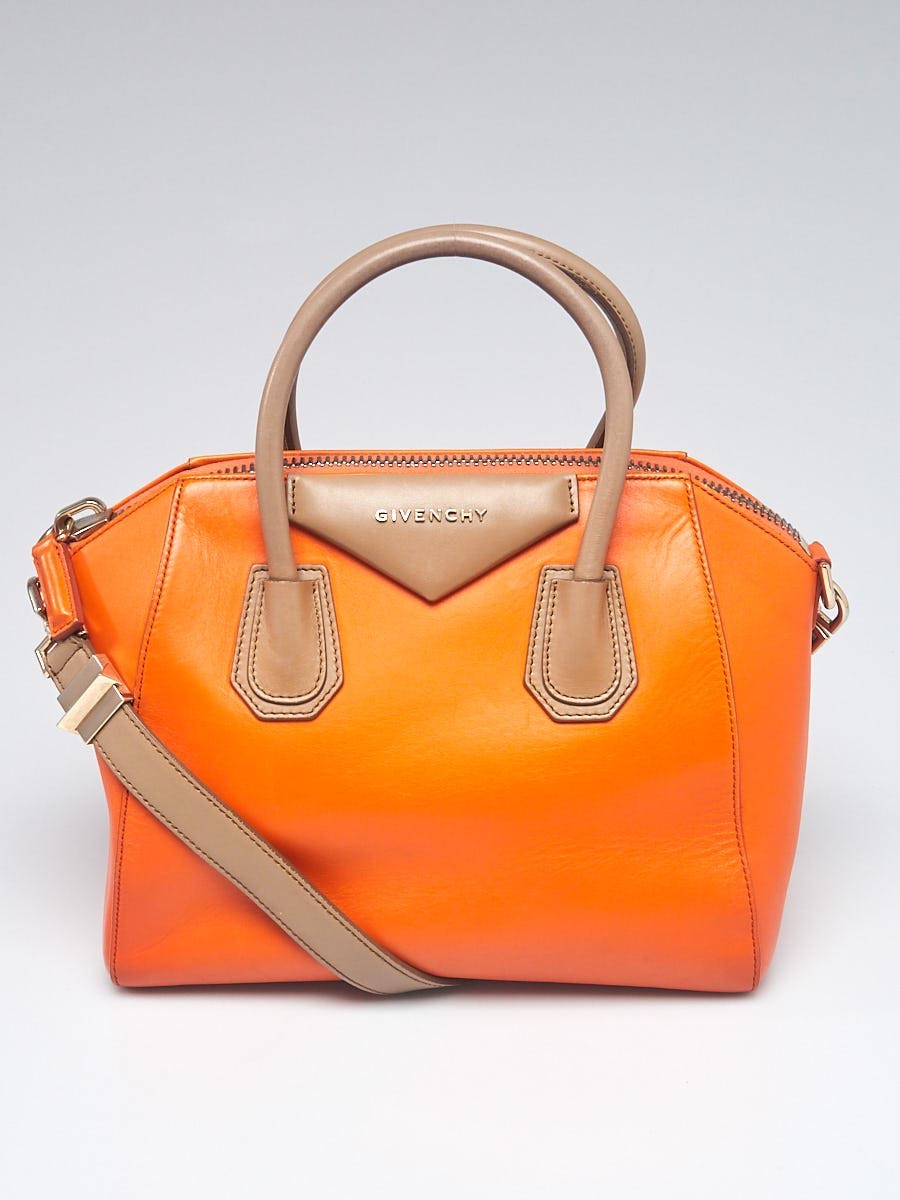 Givenchy Orange Beige Smooth Leather Small Antigona Bag