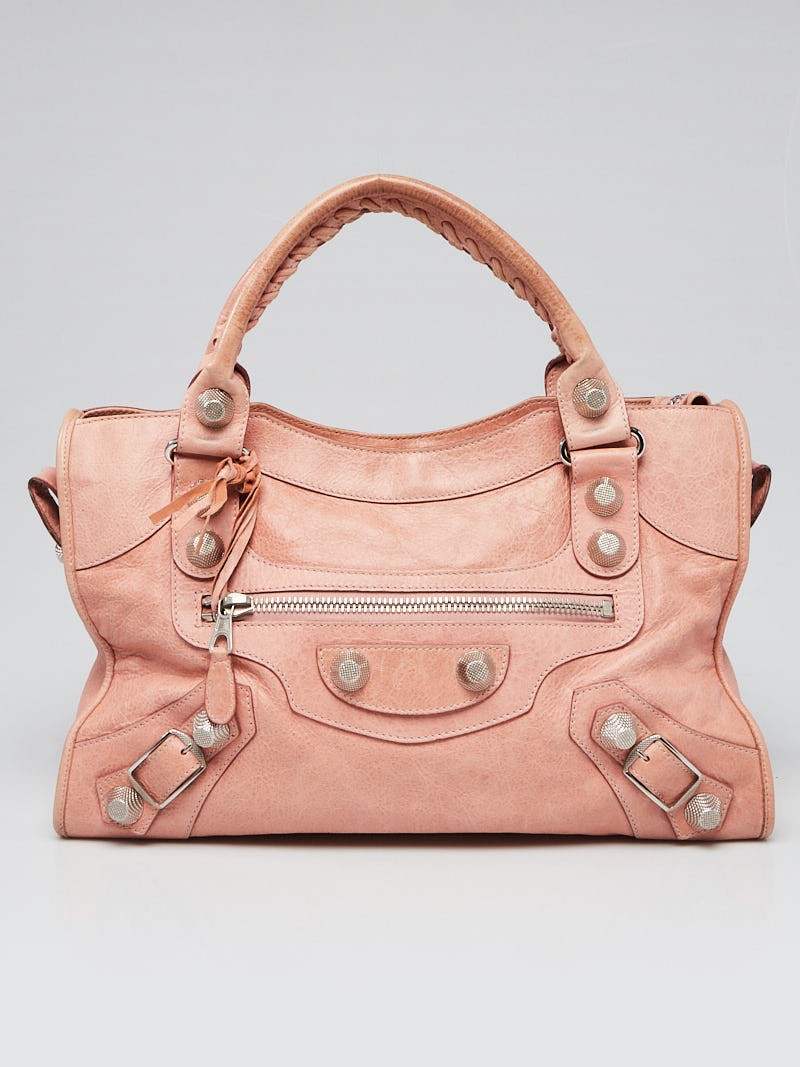 Balenciaga Vieux Rose Lambskin Giant 21 Silver Motorcycle City Bag