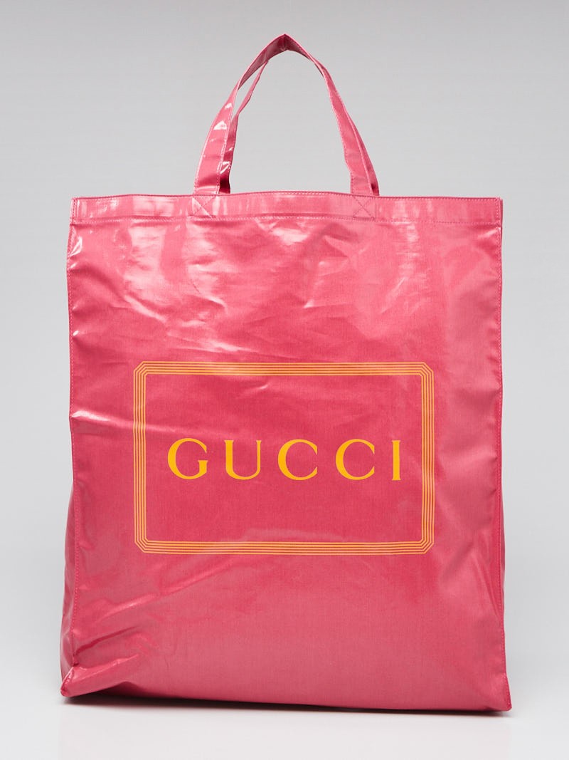 Gucci Pink Orange Coated Canvas Montecarlo Tote Bag