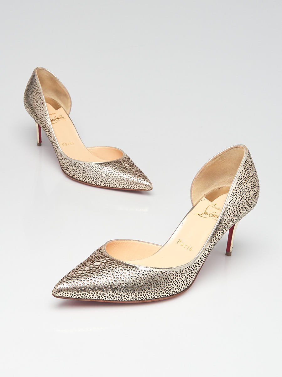 Christian Louboutin Gold Laser Cut Patent Leather Galupump 70 Pumps Size 7 37.5