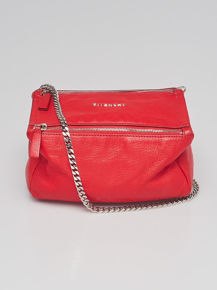 Givenchy Red  Sugar Goatskin Leather Chain Mini Pandora Bag