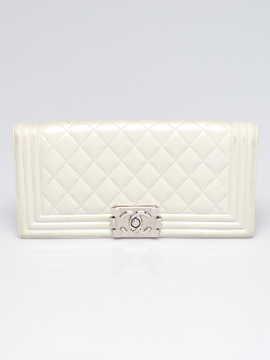 Chanel Pearl White Quilted Lambskin Leather