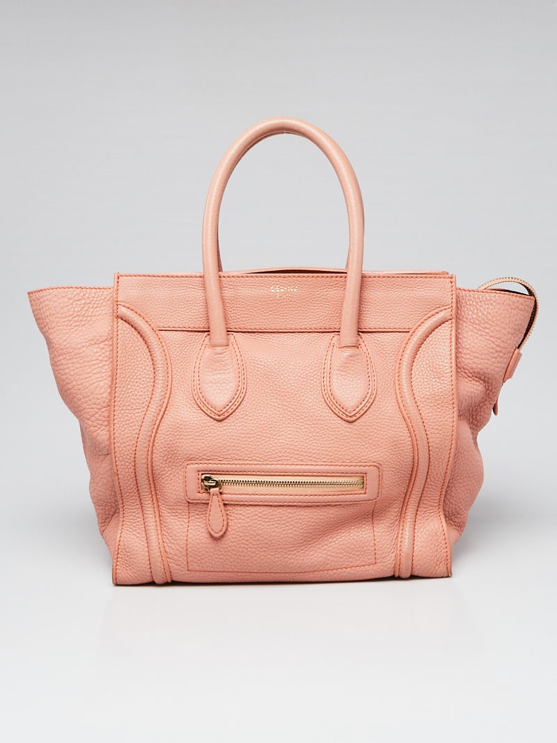 Celine Light Pink pebbled Calfskin leather Mini Luggage Tote Bag