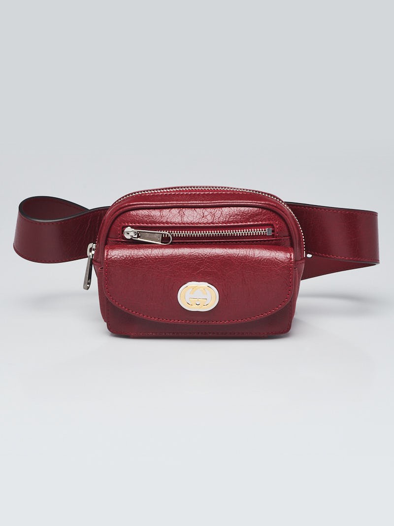 Gucci Red Cracked  Leather Morpheus Belt Bag