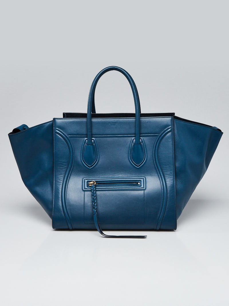 Celine Blue Smooth Leather Phantom Luggage Tote Bag