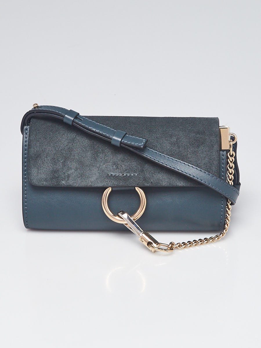 Chloe Blue Leather Suede Mini Faye Bag