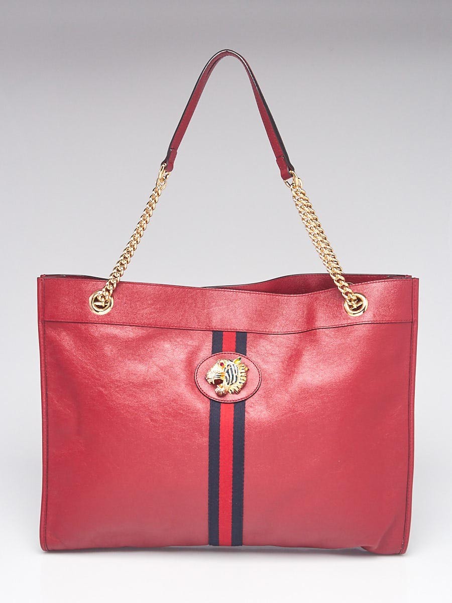 Gucci Red Leather Large Rajah Tote Bag