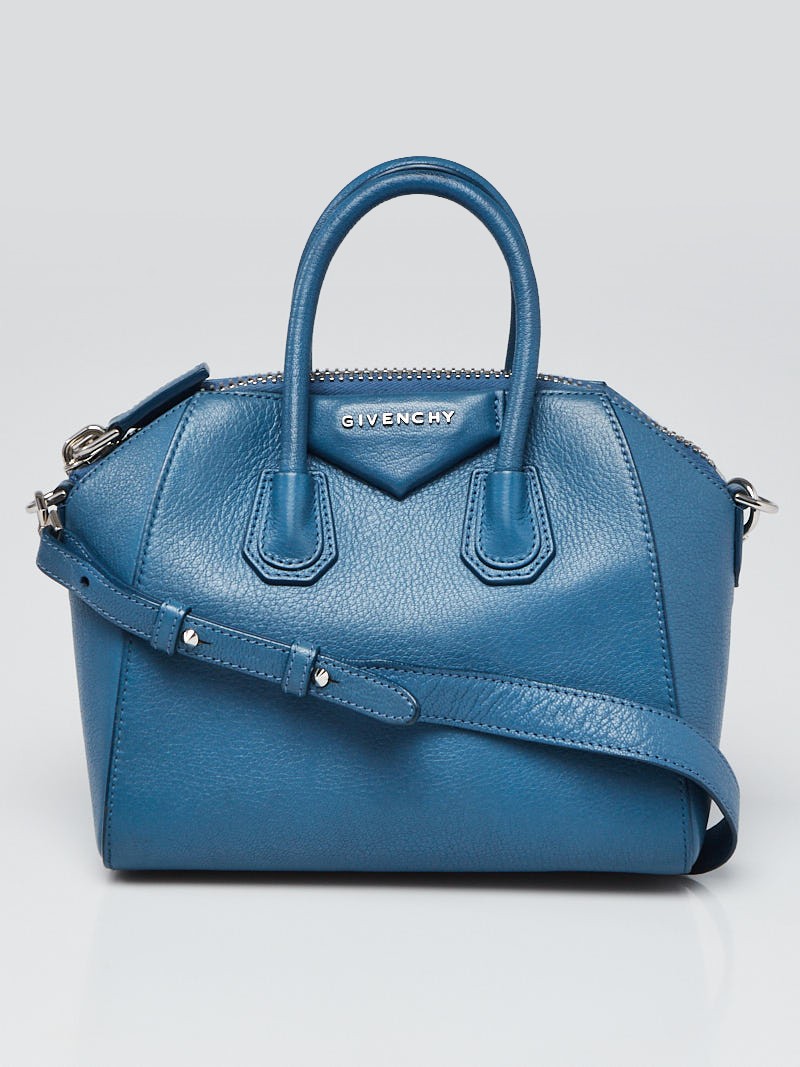 Givenchy Blue Sugar Goatskin Leather Mini Antigona Bag